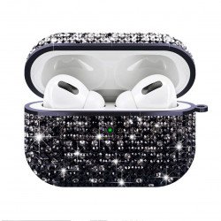 Rhinestone Gradient Bling Glitter Sparkle Diamond Crystal Case for Apple Airpods Pro (Black)